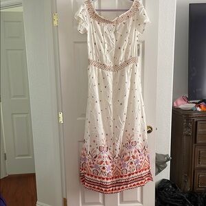 a.n.a White and Red Flutter Sleeve Maxi Sundress